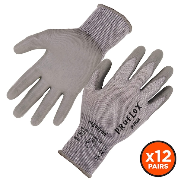 Ergodyne ANSI A2 PU Coated CR Gloves 12-Pair, Gray, Size L 7024-12PR - main